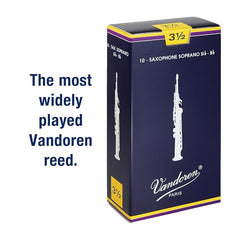 Vandoren SR2035 Traditional Soprano Saxophone Reeds – Strength 3.5 | Pack of 10