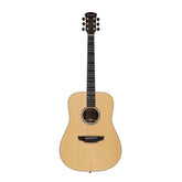 Acoustic guitar with a natural wood finish