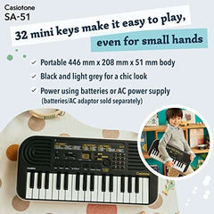 Casiotone Mini Keyboard SA-51 with Piano tones( Black)