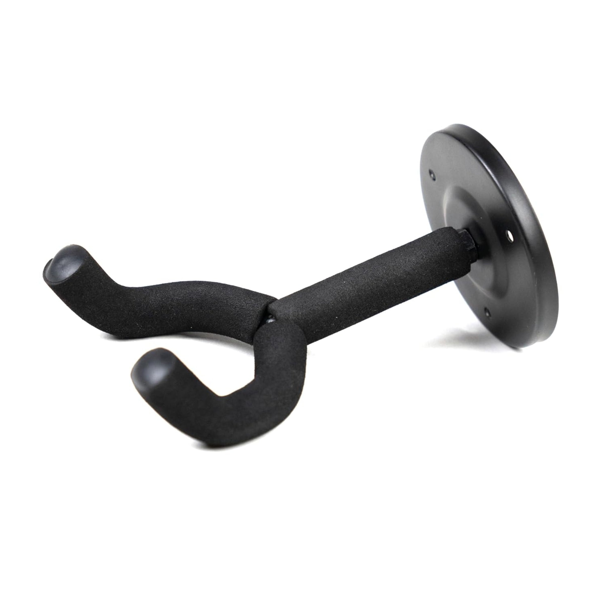 Black wall-mounted guitar hanger