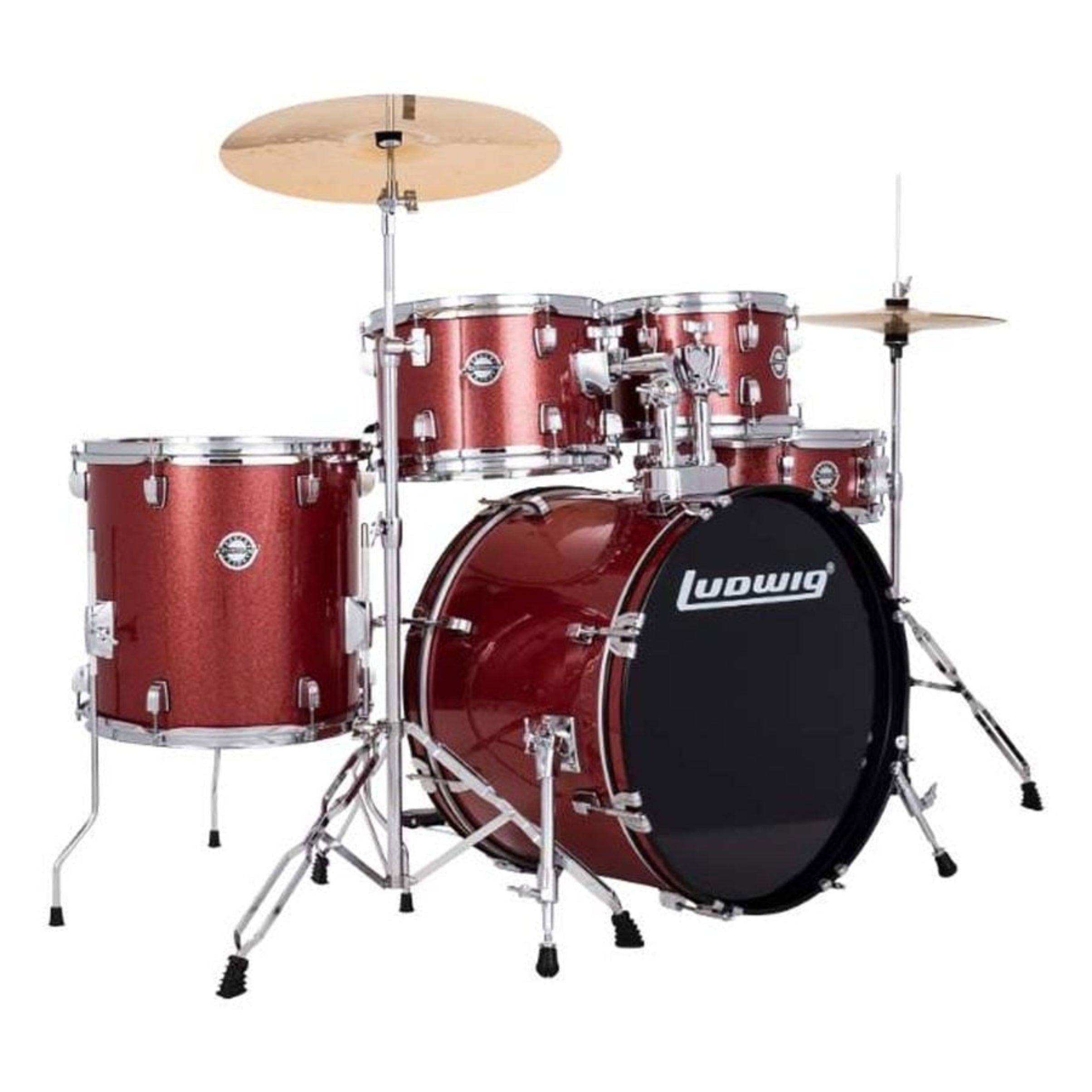 Red Ludwig drum set with cymbals