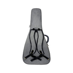 Gray guitar case with black straps