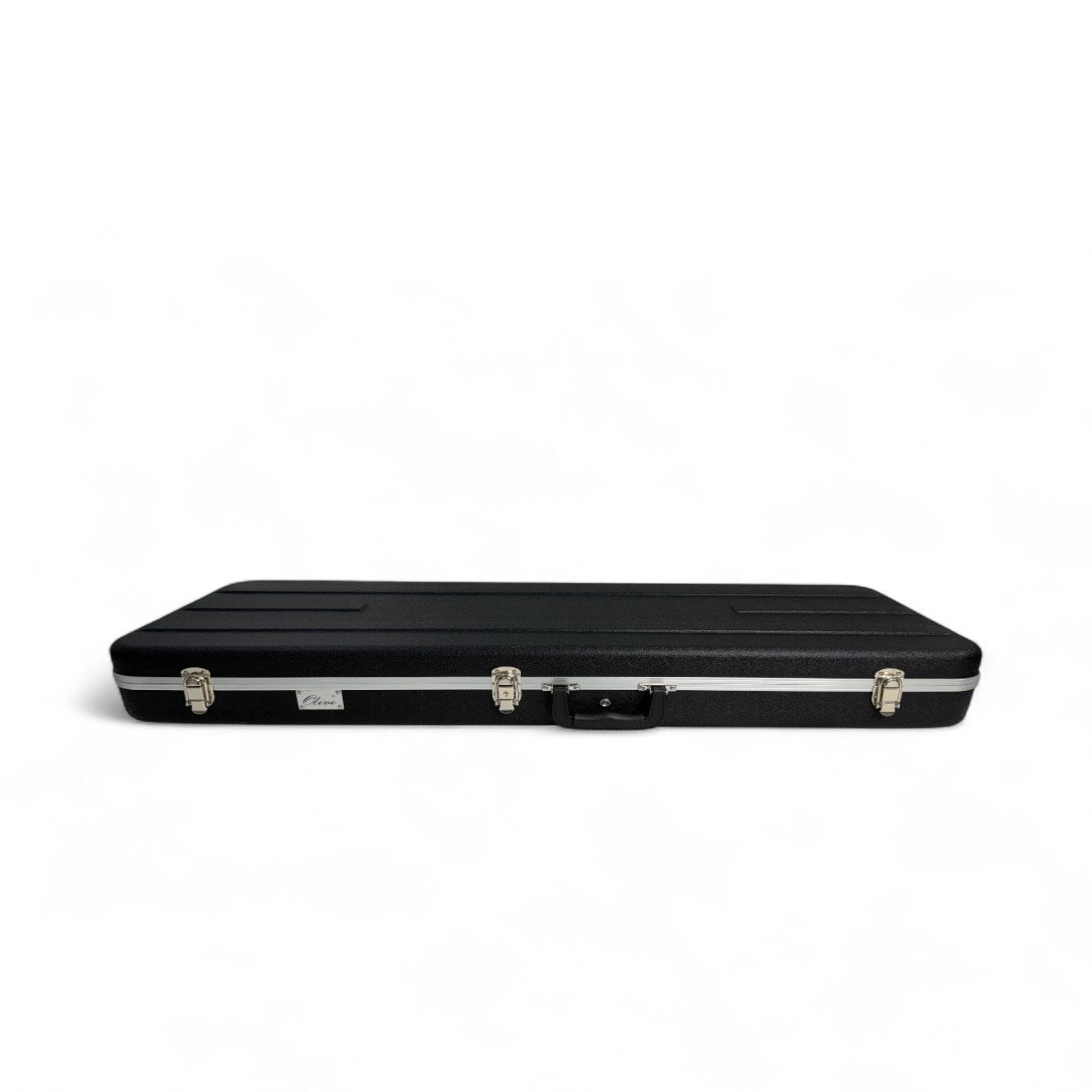 Black guitar case with silver hardware