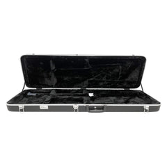 Black guitar case with open lid