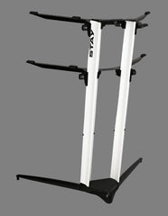 White and black keyboard stand on a white background