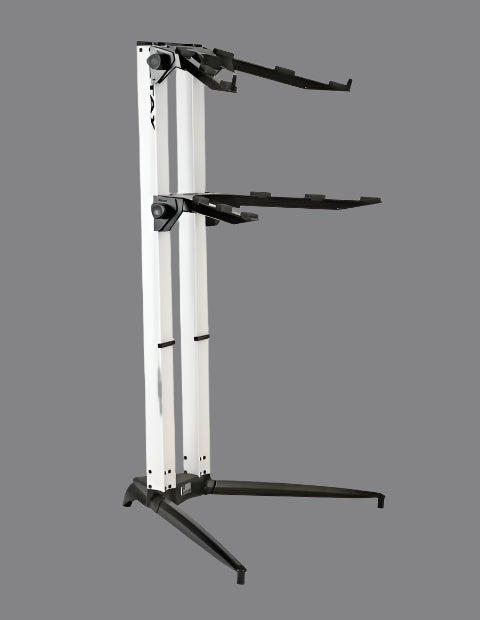 White and black adjustable stand on a white background