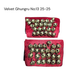 Two red velvet ghungru with brass bells