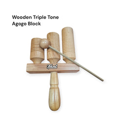 Wooden Percussion Triple Tone Agogo Block – Rich Natural Sound-Taal Musicals