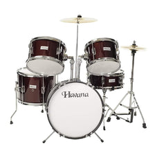 Havana 104 Junior Acoustic Drum Set – 5 Piece with Hardware | Wine Red | Complete Kit