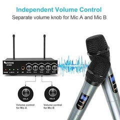 Fifine K036 UHF Dual Channel Wireless Unidirectional Handheld Wireless Microphone (Grey) – Taal Musicals