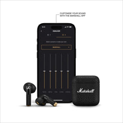 Marshall Minor Iv Wireless in Ear Earbuds with 30+ Hours of Playtime, Water-Resistant, Wireless Charging- Black - Taal Musicals