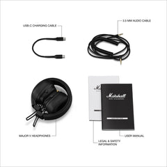 Marshall Major V Wireless On Ear Headphones, Black - Taal Musicals
