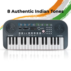 Kadence K-Tone Mini Pink and Blue Keyboard – 32 Mini Accordion Keys, 128 Tones including 15 Realistic Voices & 8 Indian Instruments, 128 Rhythms, 30 Demo Songs, Dual Stereo Speakers – Kids Beginner Keyboard