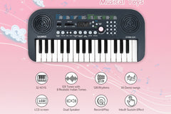 Kadence K-Tone Mini Pink and Blue Keyboard – 32 Mini Accordion Keys, 128 Tones including 15 Realistic Voices & 8 Indian Instruments, 128 Rhythms, 30 Demo Songs, Dual Stereo Speakers – Kids Beginner Keyboard