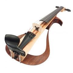 Wooden electric violin on a white background