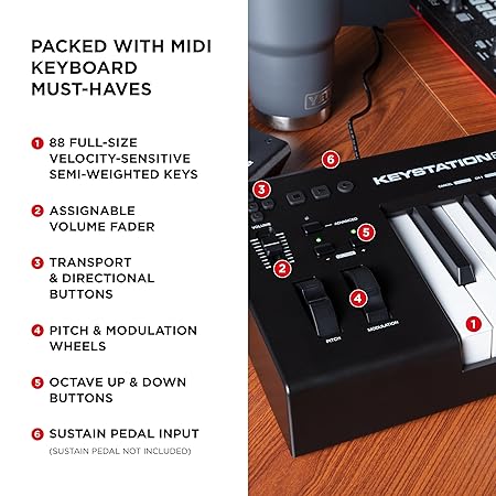 M-Audio Keystation 88 MK3 – 88 Key Semi Weighted MIDI Keyboard - Taal Musicals