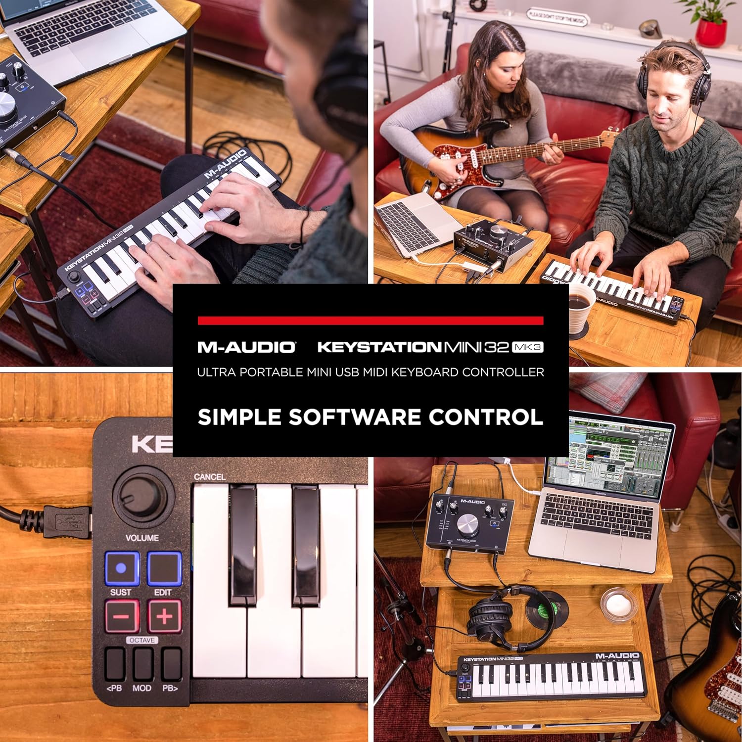 M-Audio Keystation Mini 32 M3 Ultra-Portable USB MIDI Keyboard Controller - Taal Musicals