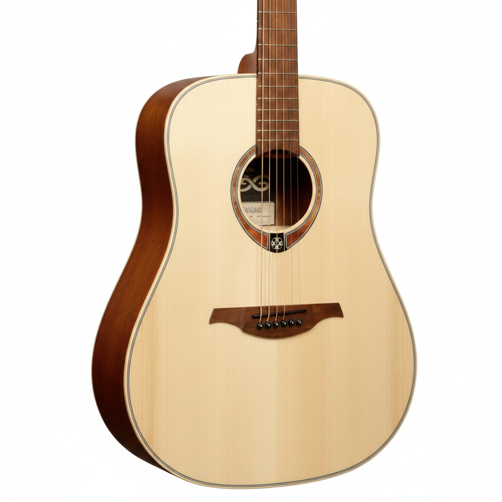 Acoustic guitar with a wooden body 