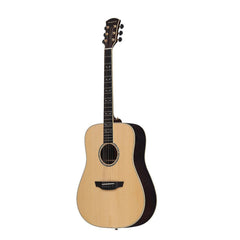 Acoustic guitar with a black pickguard 