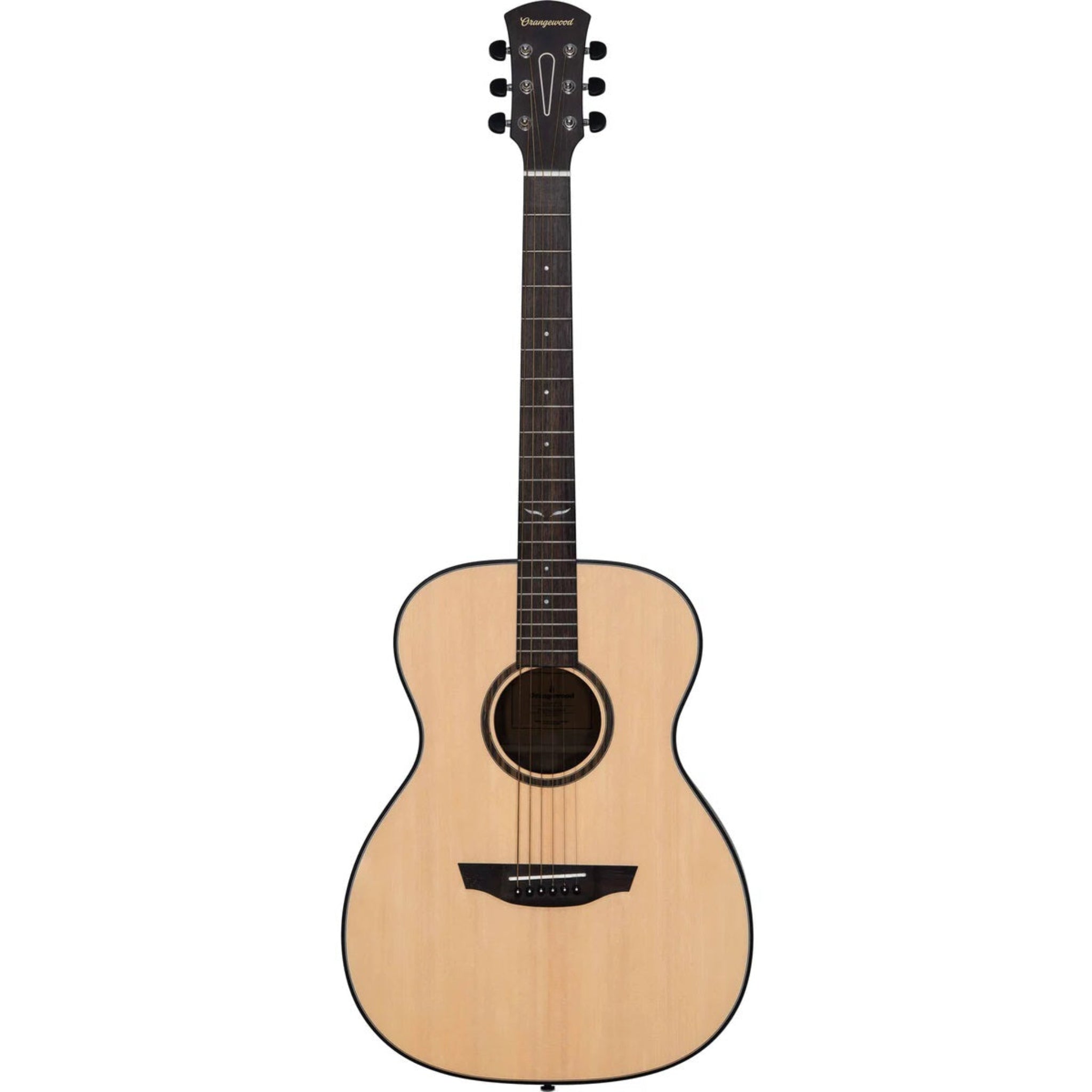 Acoustic guitar with a natural wood finish 