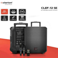 Clarion CLEF-12 SE portable music system on a red and white background
