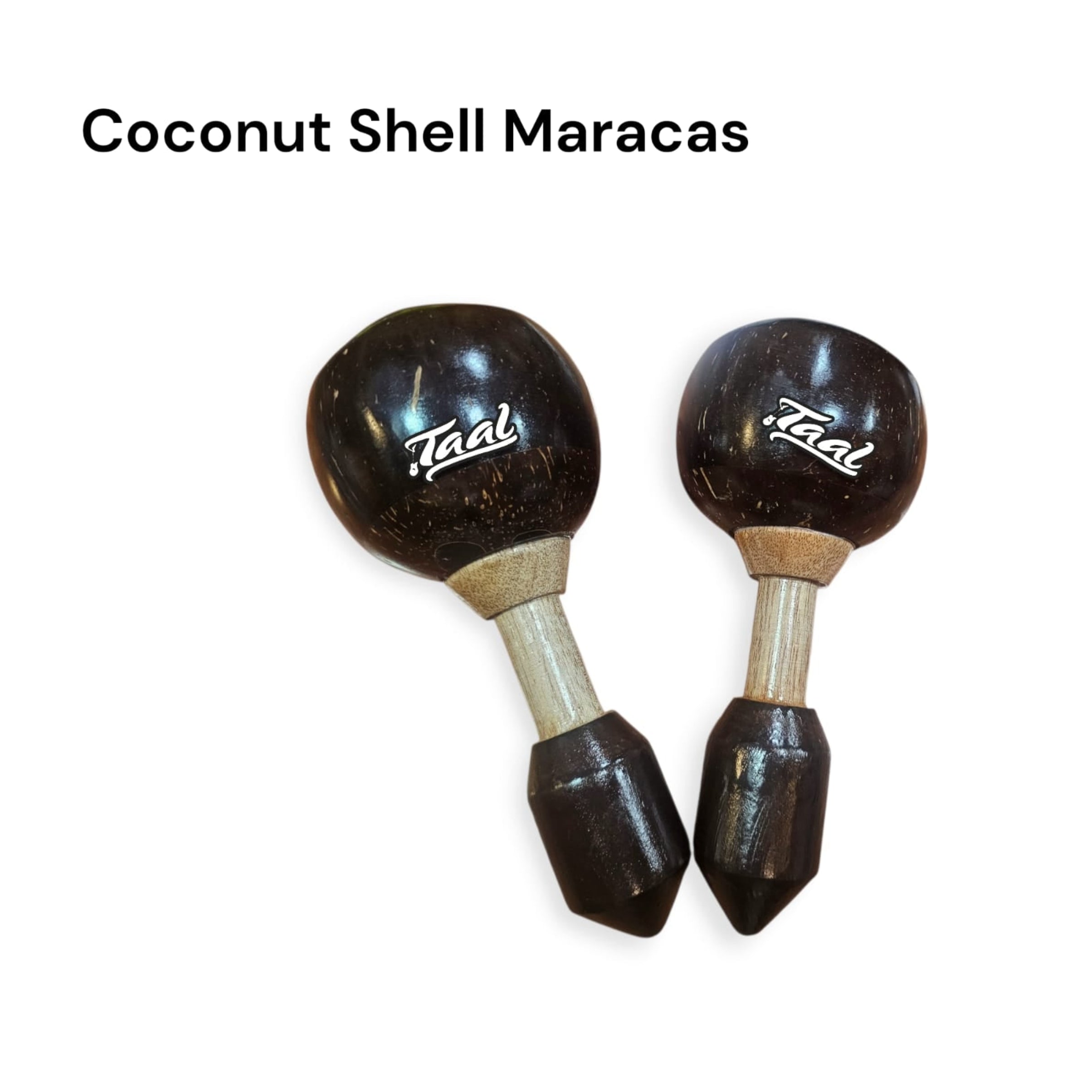 Two coconut shell maracas