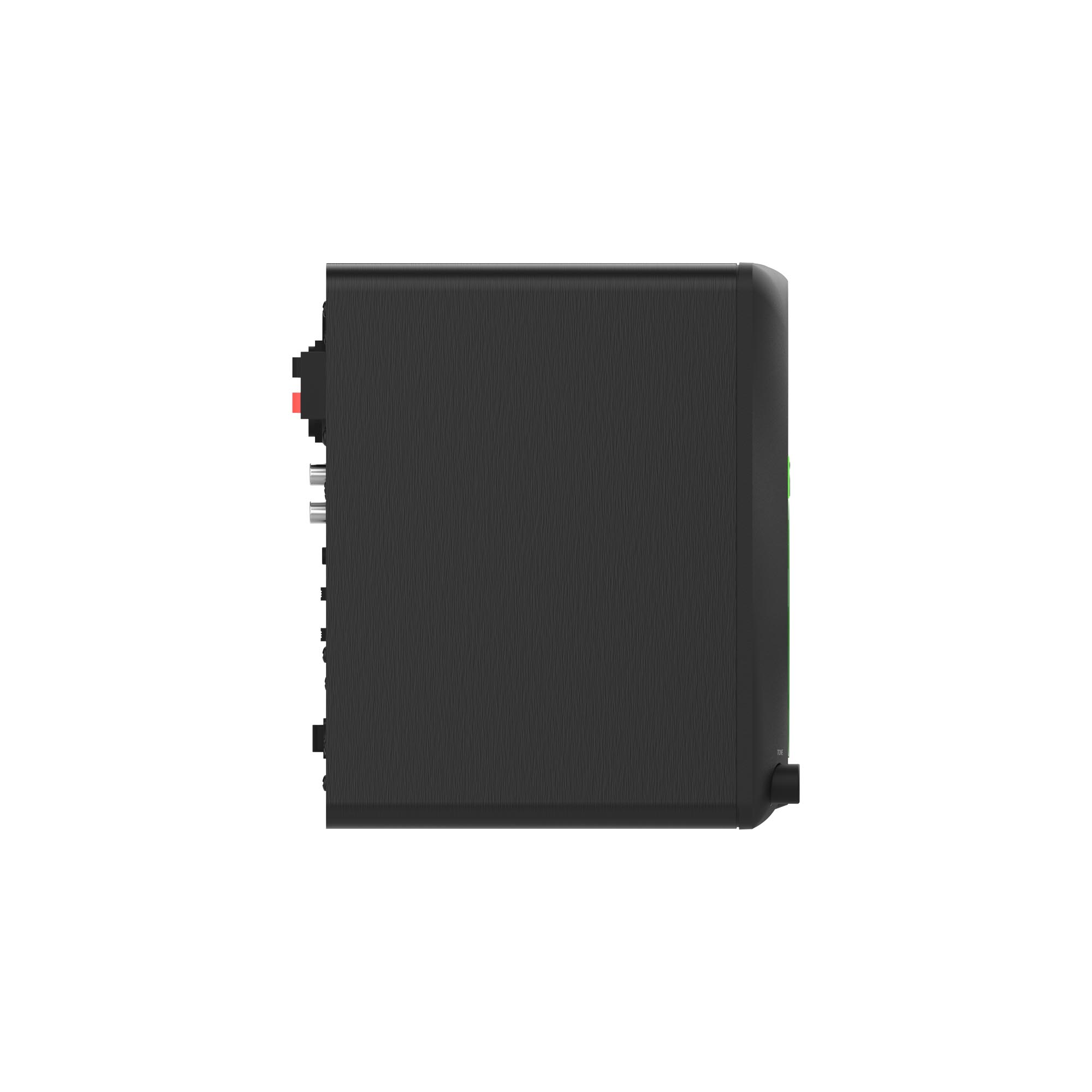 Black electronic module on a white background