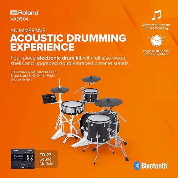 Roland VAD504 V-Drums Acoustic Design Streamlined kit with Full-Size Wood Shells - Taal Musicals