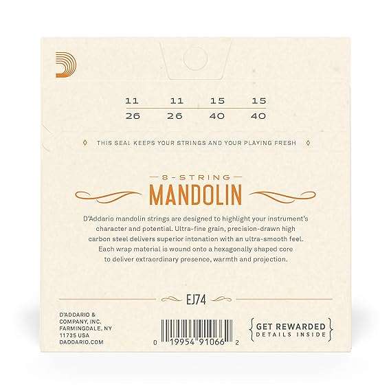 D'Addario EJ74 Phosphor Bronze Mandolin Strings Medium - Taal Musicals