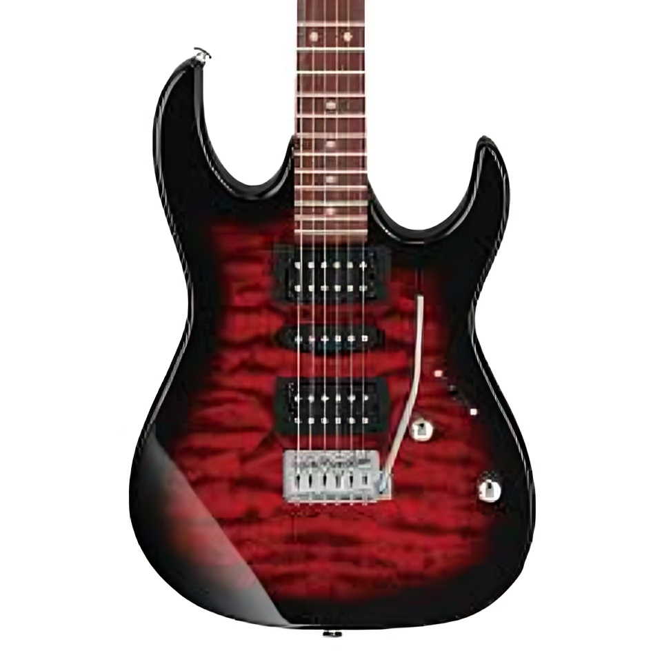 Ibanez GRX70QA  6 String Solid-Body Electric Guitar Right Transparent Red Burst