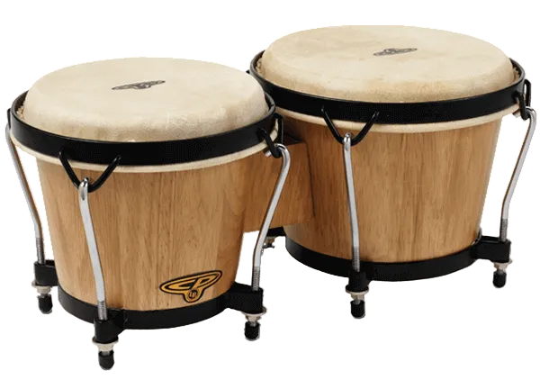 Pair of wooden bongo drums 