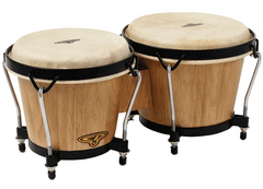 Pair of wooden bongo drums 