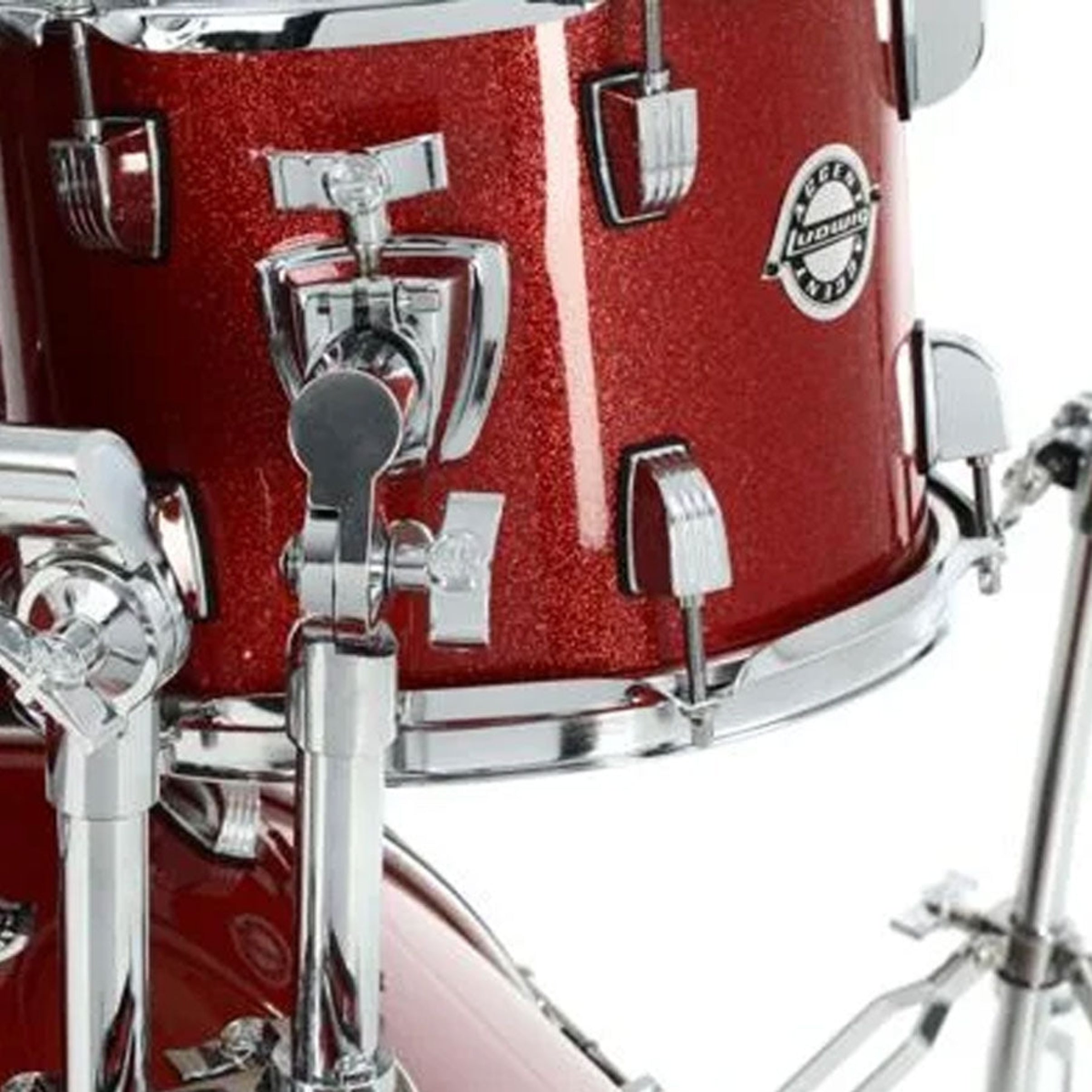 Red drum set with chrome hardware 