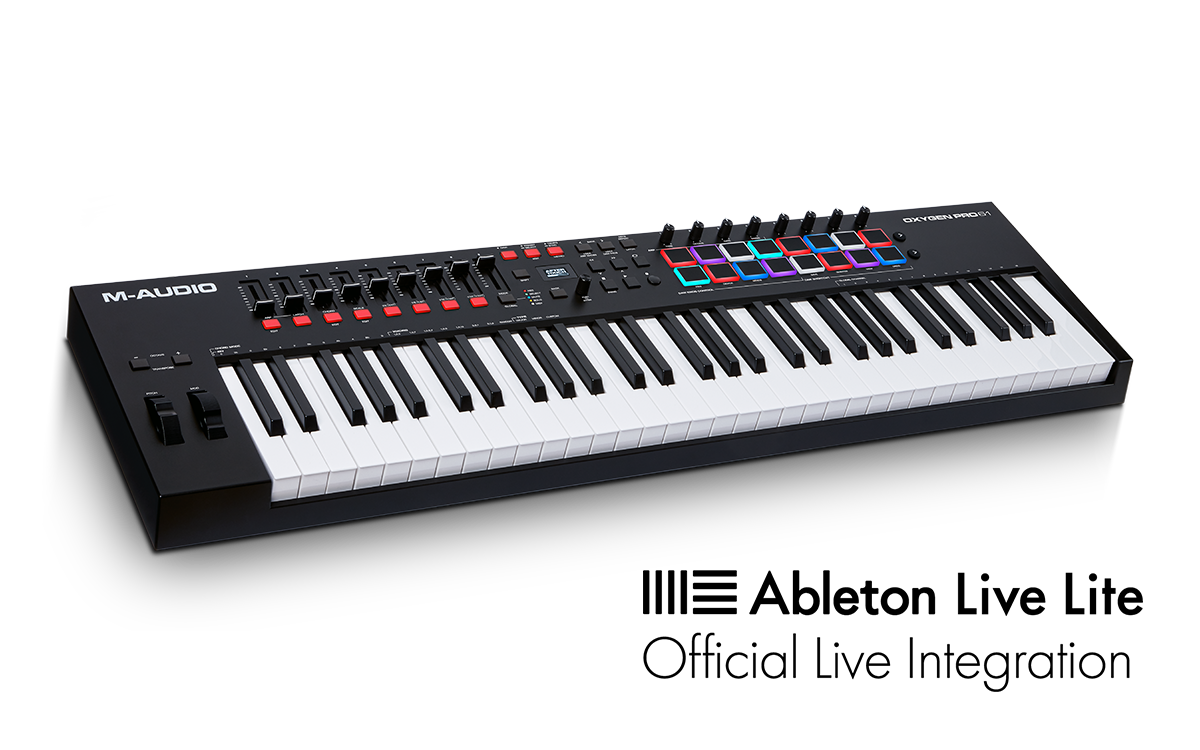 M-Audio keyboard with Ableton Live Lite logo on a white background
