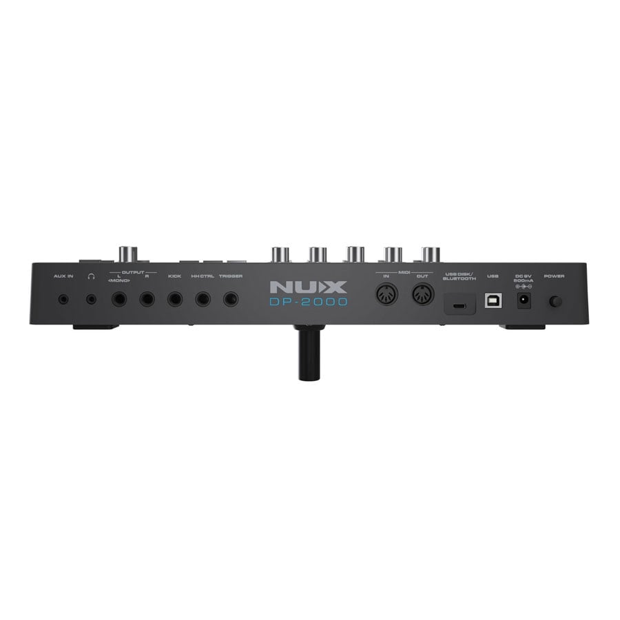 Back view of a NUX DP-2000 audio device on a white background