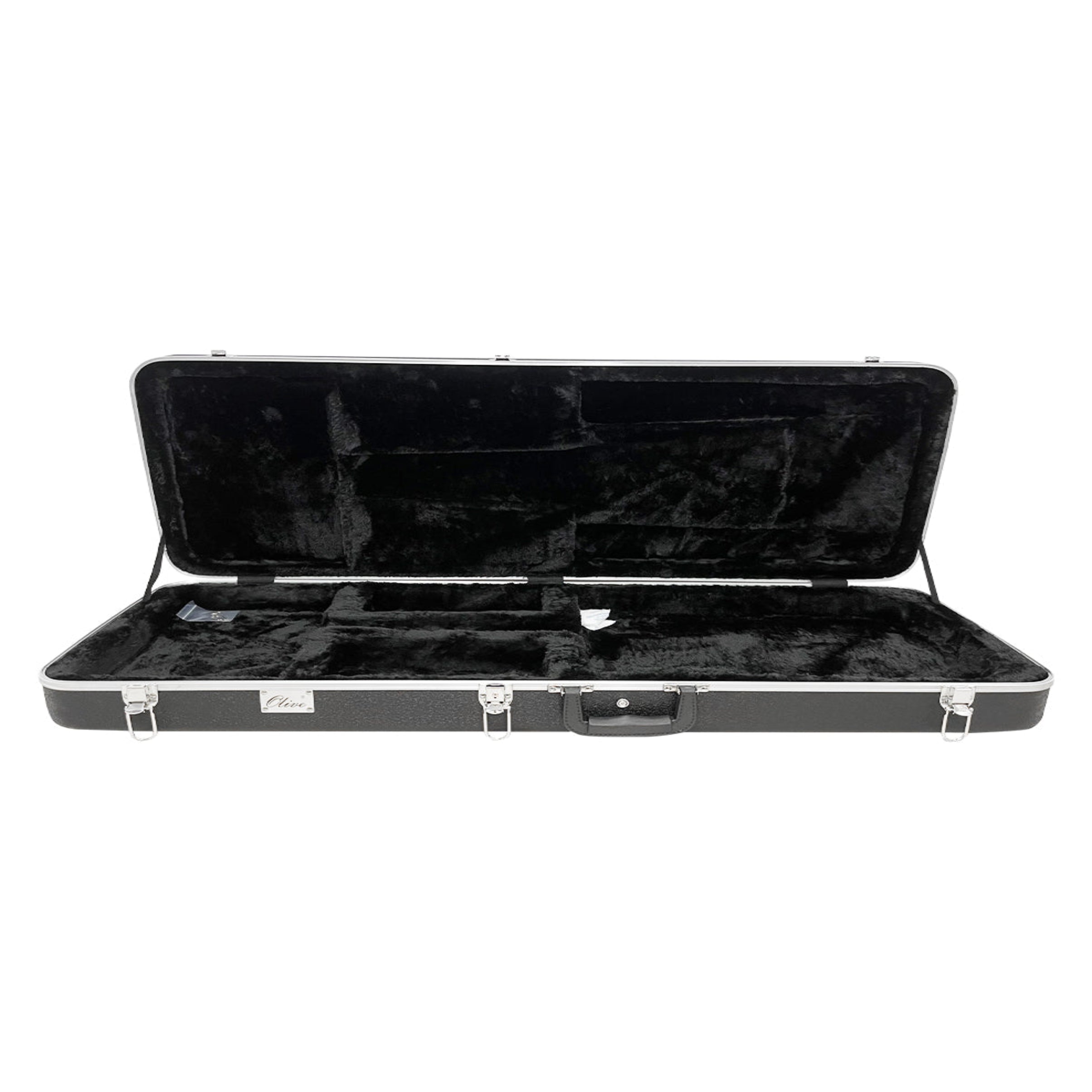 Black guitar case with open lid 