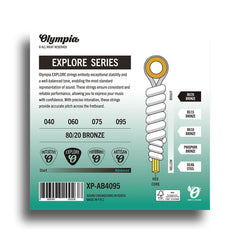 Bass Acoustic 4 String Guitar – Olympia Explore Series Super-Light Strings (40-95), 80/20 Bronze, Bright & Balanced Tone