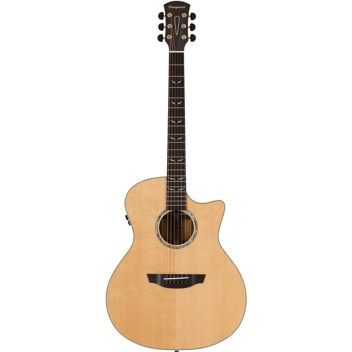 Acoustic guitar with a natural wood finish