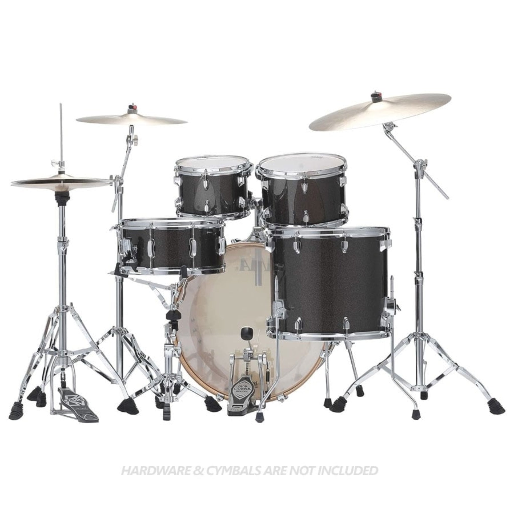 Black drum set with chrome hardware 