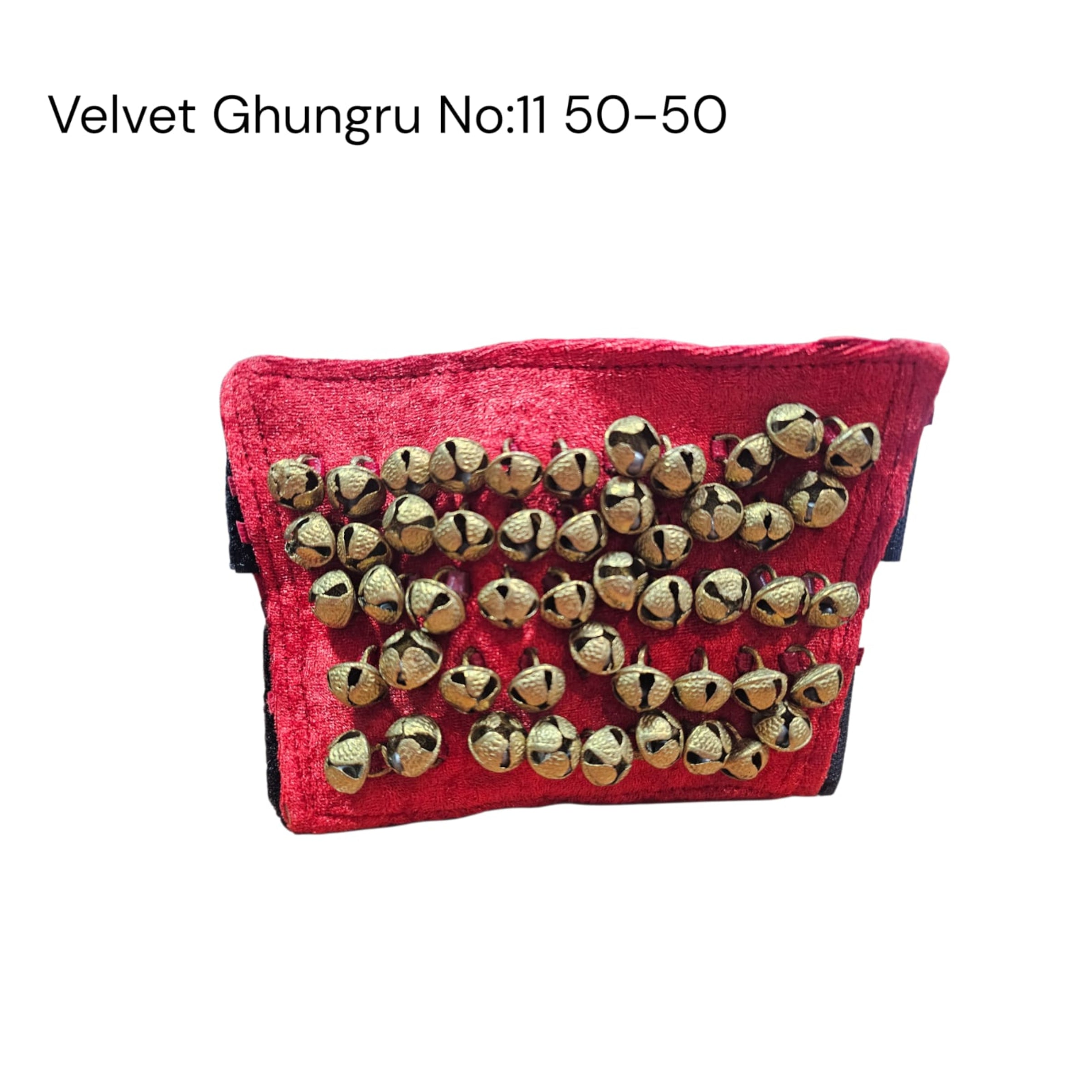 Red velvet pouch with gold bells