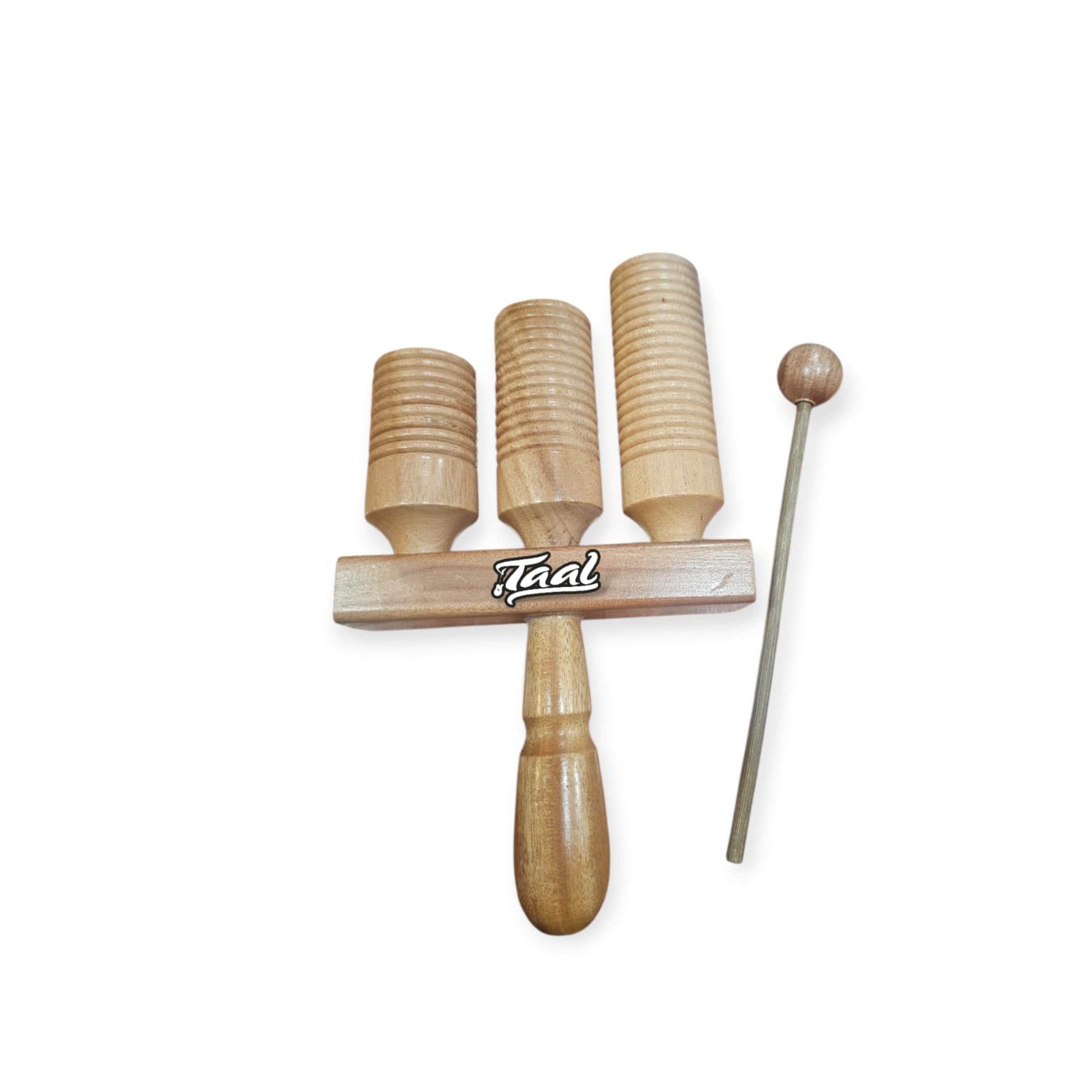 WOODEN TRIPLE  AGOGO BLOCK WITH STICK