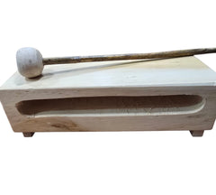 Wood Block Percussion Instrument with Mallet – Natural Wooden Sound Block for Schools, Bands & Studios | Taal Musicals