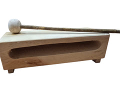 Wood Block Percussion Instrument with Mallet – Natural Wooden Sound Block for Schools, Bands & Studios | Taal Musicals