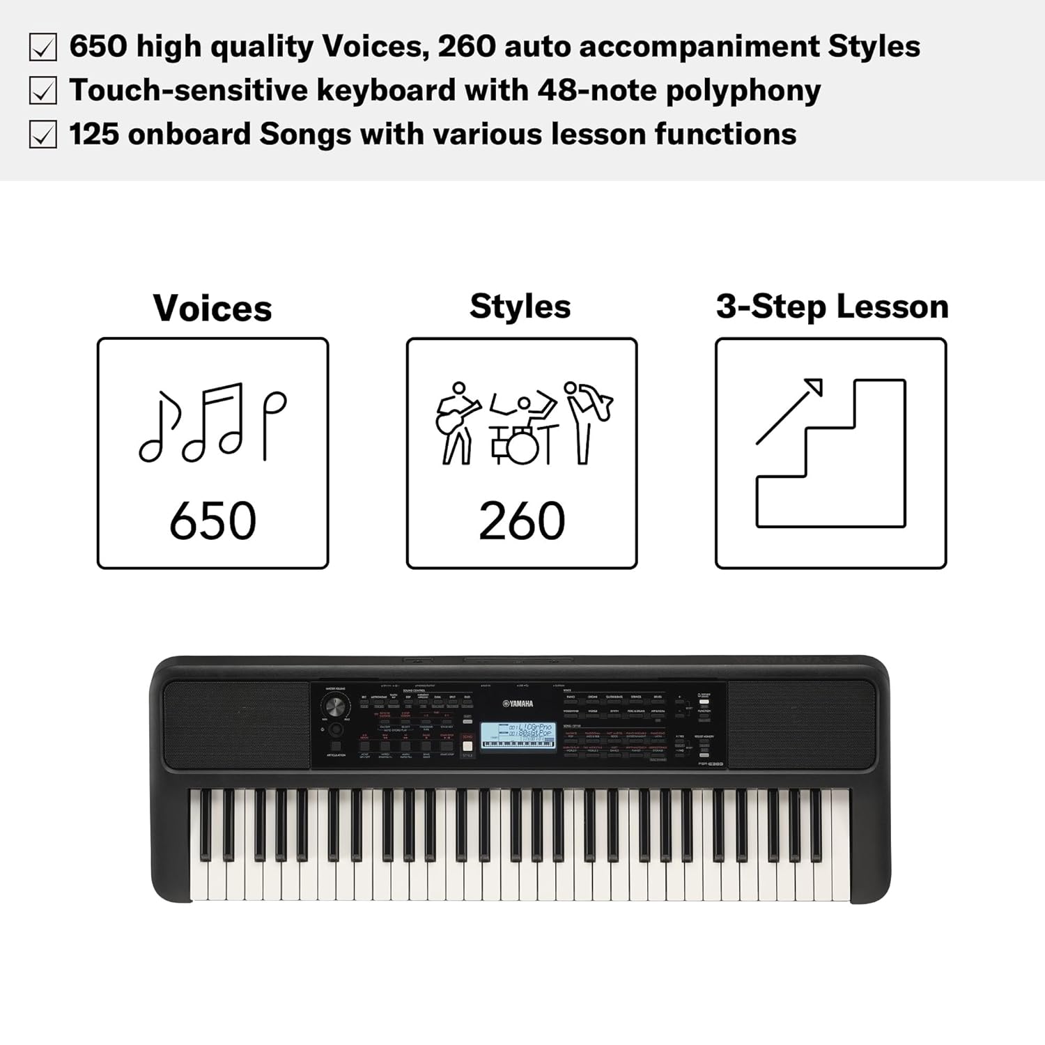 Yamaha PSR-E383 Portable Keyboard 61 Keys (Adaptor Included) – Taal Musicals