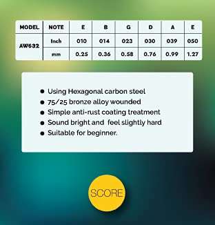 Acoustic Guitar String Set AW632 Score - Taal Musicals