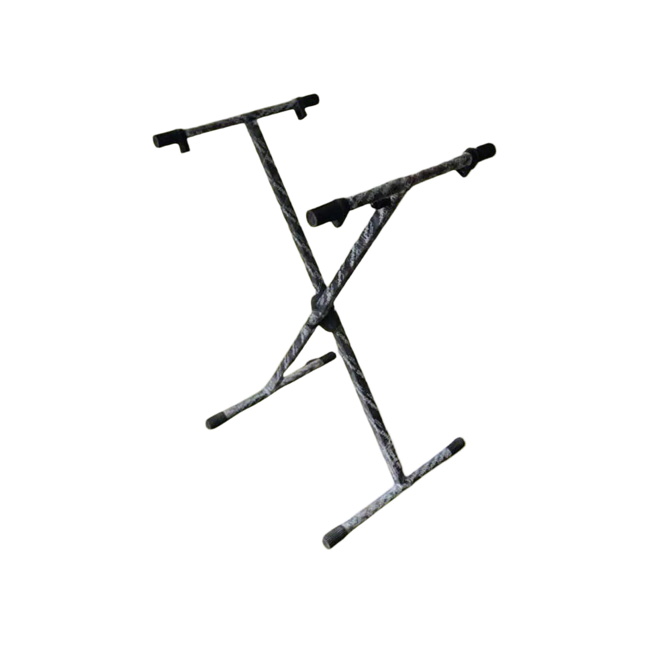 Black X-style keyboard stand on a white background