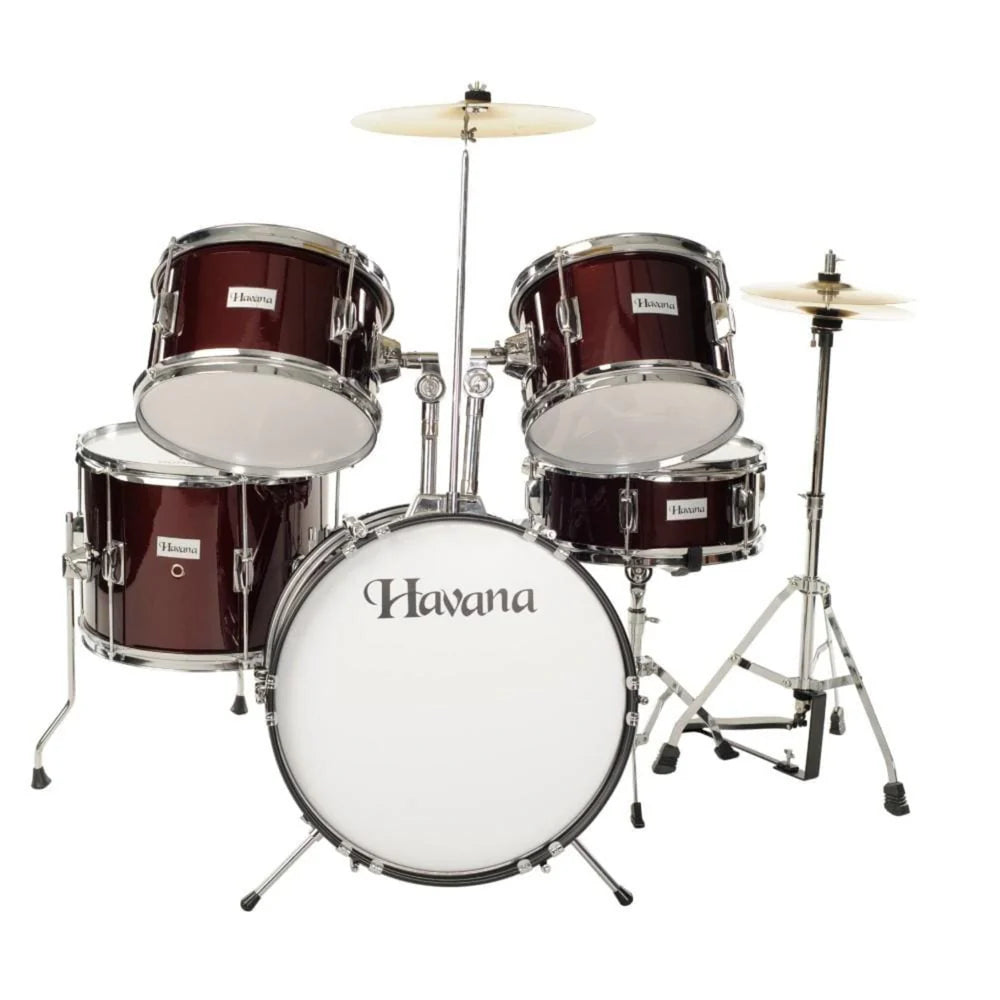 Havana 104 Junior Acoustic Drum Set – 5 Piece with Hardware | Wine Red | Complete Kit