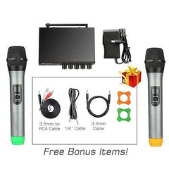 Fifine K036 UHF Dual Channel Wireless Unidirectional Handheld Wireless Microphone (Grey) – Taal Musicals