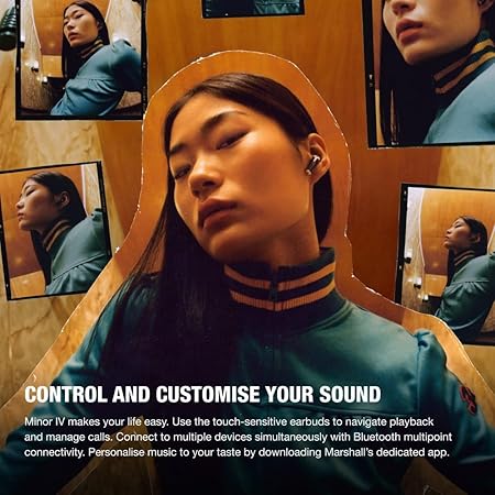 Marshall Minor Iv Wireless in Ear Earbuds with 30+ Hours of Playtime, Water-Resistant, Wireless Charging- Black - Taal Musicals