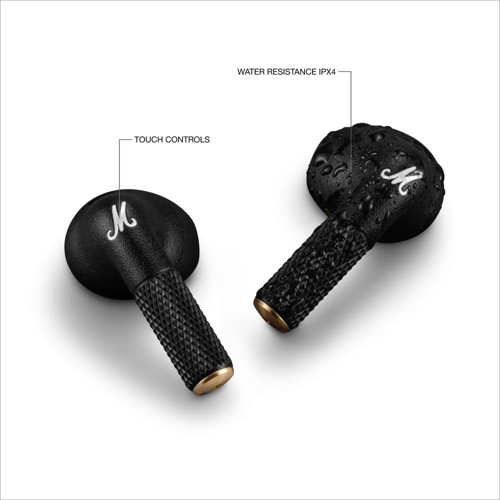 Marshall Minor Iv Wireless in Ear Earbuds with 30+ Hours of Playtime, Water-Resistant, Wireless Charging- Black - Taal Musicals